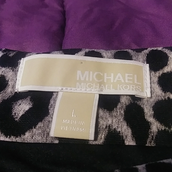 White Leopard Cheetah Michael Kors L BNWT Animal Print Grey Black - Picture 2 of 4